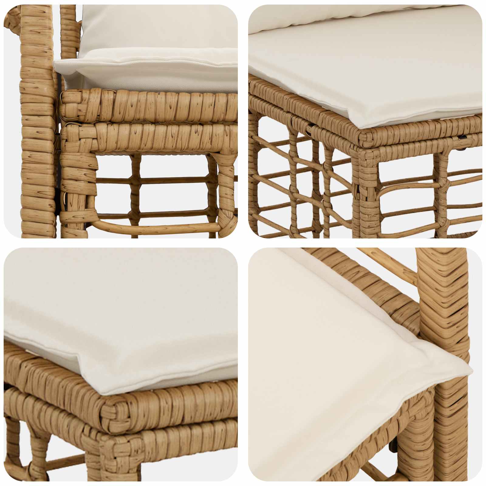 Set di divani da esterno 11 pcs Naturale e Bianco Crema | homemem39