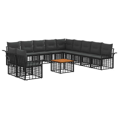 Set di divani da esterno 12 pcs Nero e Grigio scuro Poliestere | homemem39