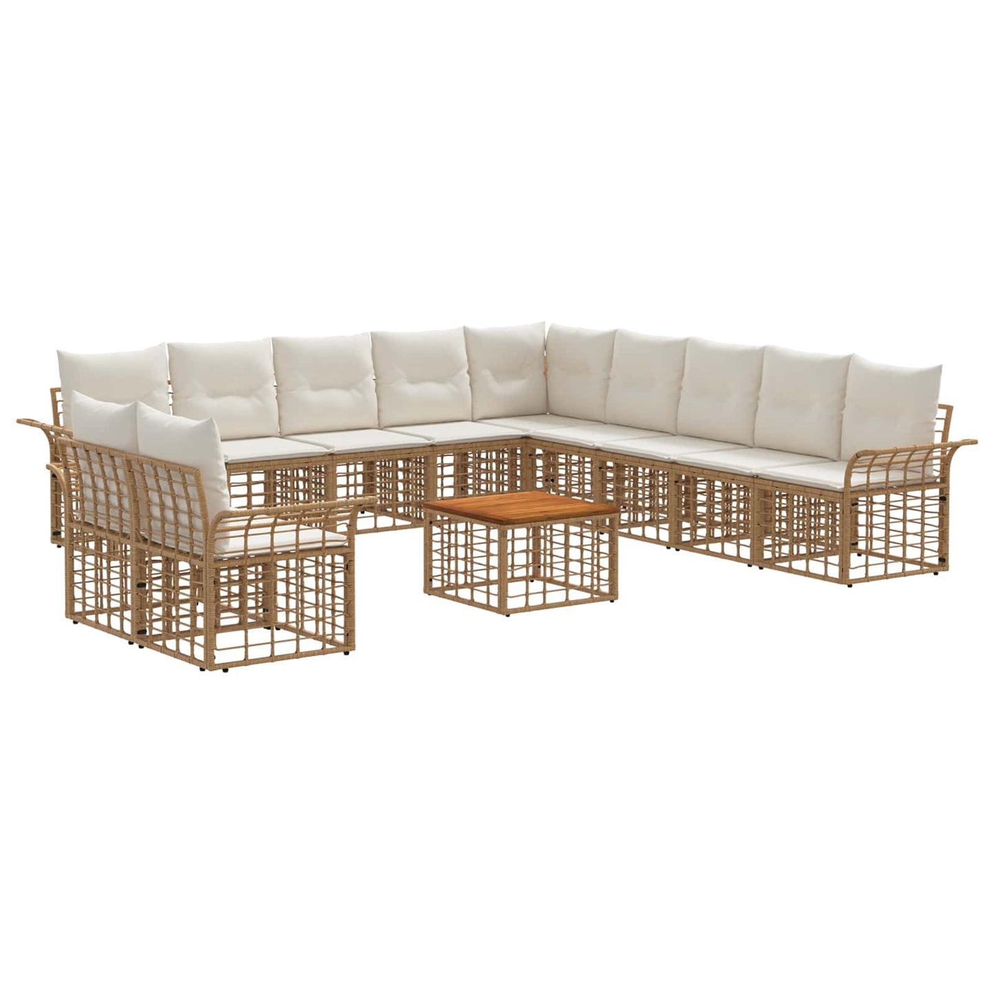 Set di divani da esterno 12 pcs Naturale e Bianco Crema | homemem39