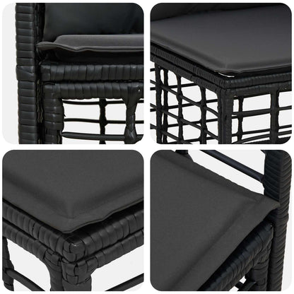 Set di divani da esterno 7 pcs Nero e Grigio scuro Poliestere | homemem39