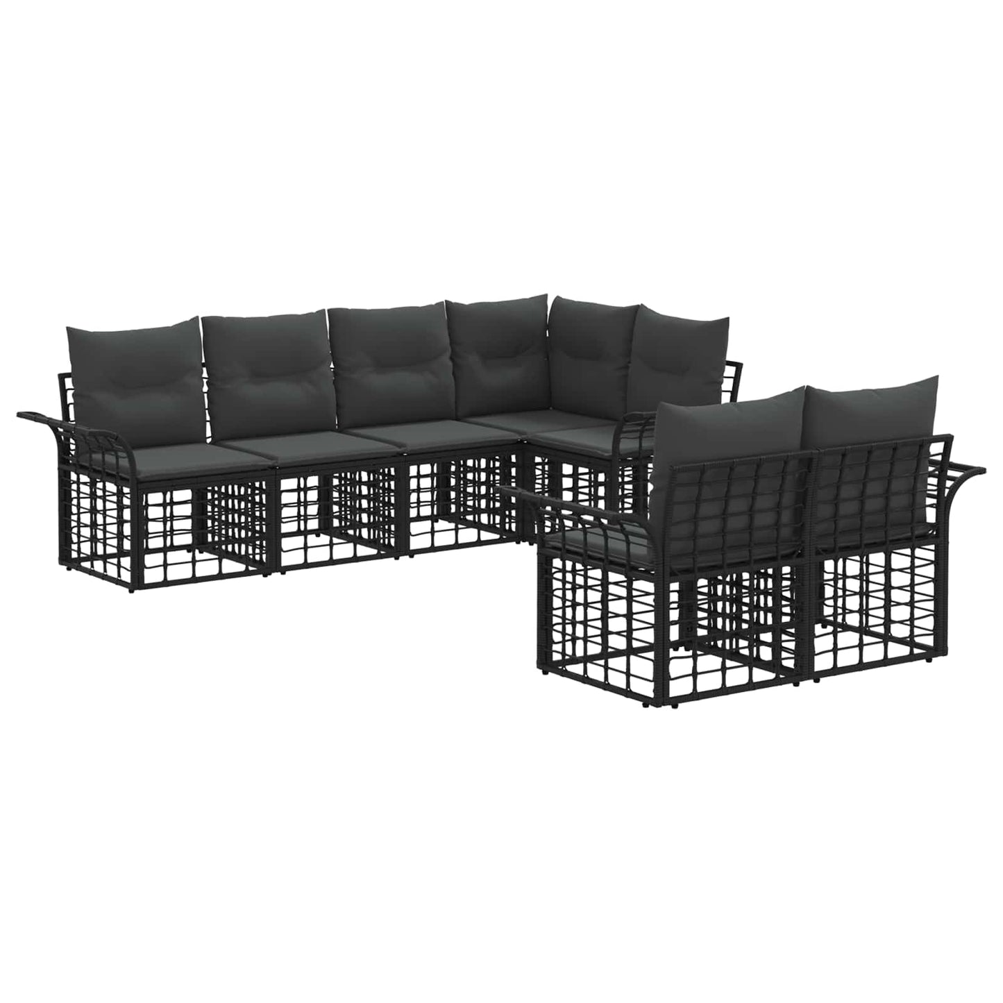 Set di divani da esterno 7 pcs Nero e Grigio scuro Poliestere | homemem39