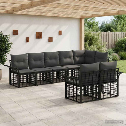 Set di divani da esterno 8 pcs Nero e Grigio scuro polyrattan | homemem39