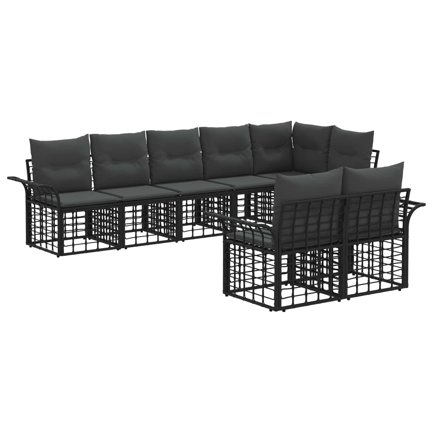 Set di divani da esterno 8 pcs Nero e Grigio scuro polyrattan | homemem39