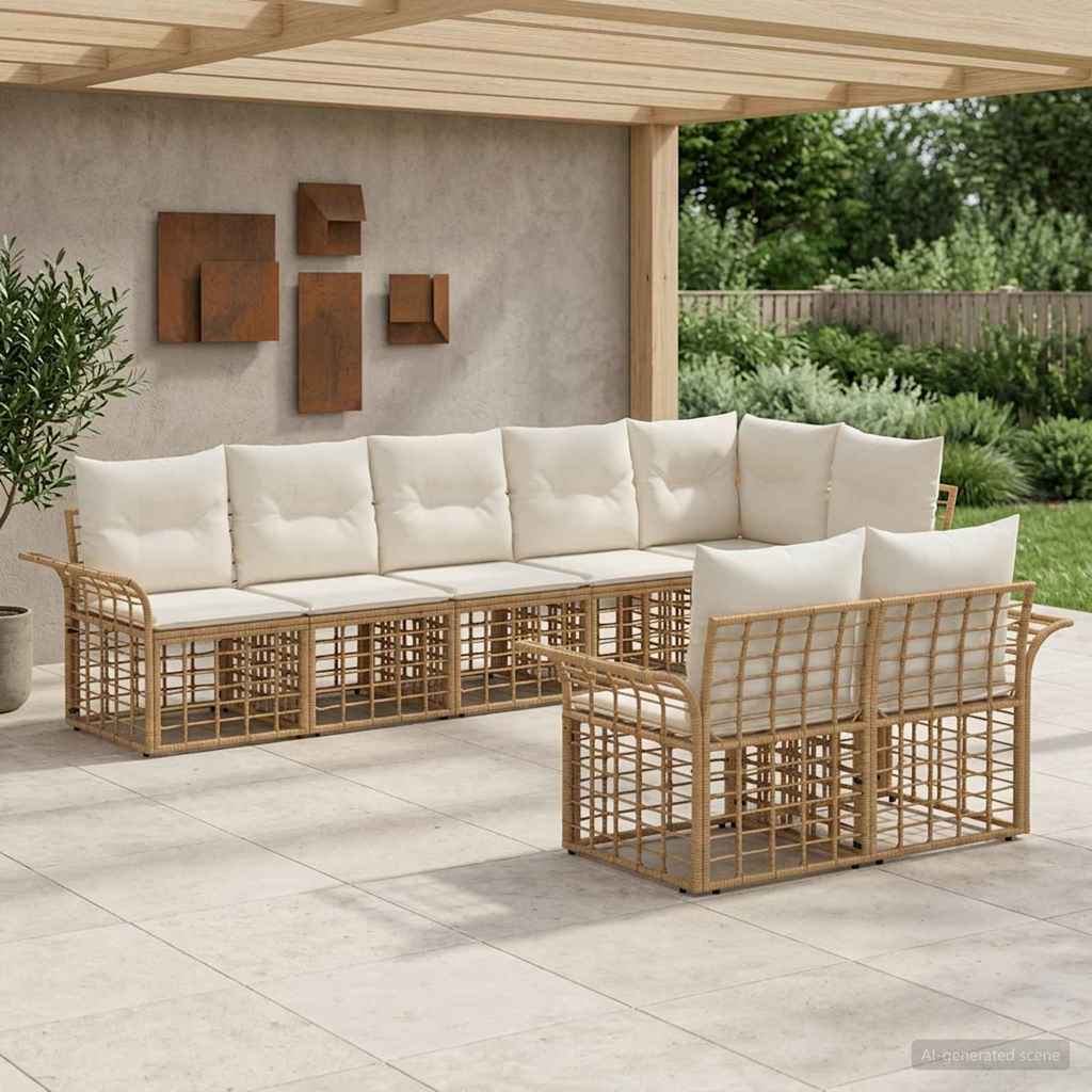 Set di divani da esterno 8 pcs Naturale e Bianco Crema | homemem39