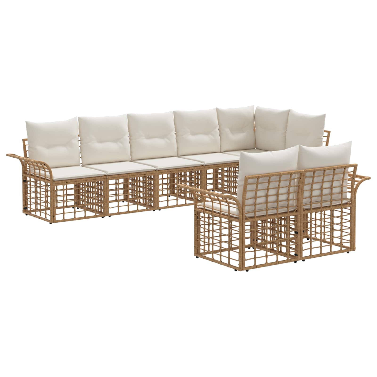 Set di divani da esterno 8 pcs Naturale e Bianco Crema | homemem39