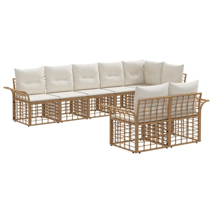 Set di divani da esterno 8 pcs Naturale e Bianco Crema | homemem39