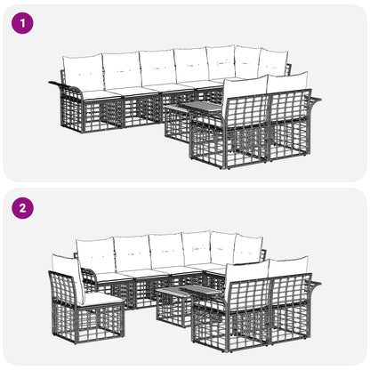 Set di divani da esterno 9 pcs Nero e Grigio scuro polyrattan | homemem39