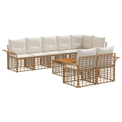 Set di divani da esterno 9 pcs Naturale e Bianco Crema | homemem39
