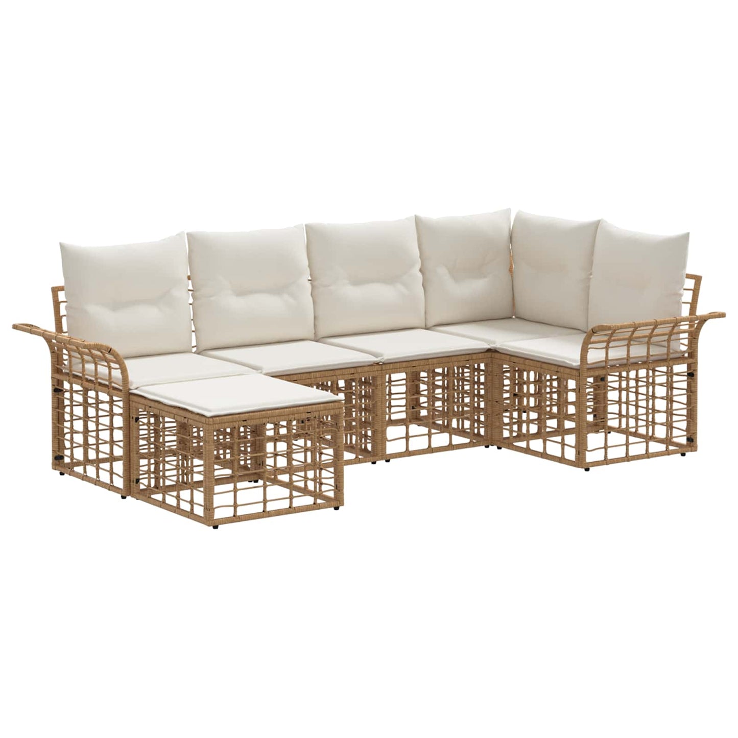 Set di divani da esterno 6 pcs Naturale e Bianco Crema | homemem39