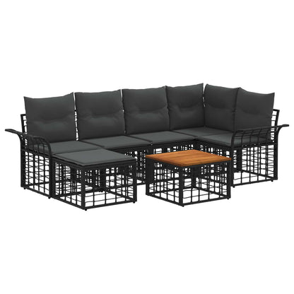 Set di divani da esterno 7 pcs Nero e Grigio scuro Poliestere | homemem39