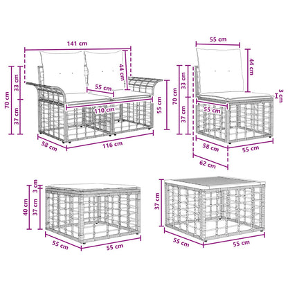 Set di divani da esterno 7 pcs Nero e Grigio scuro Poliestere | homemem39