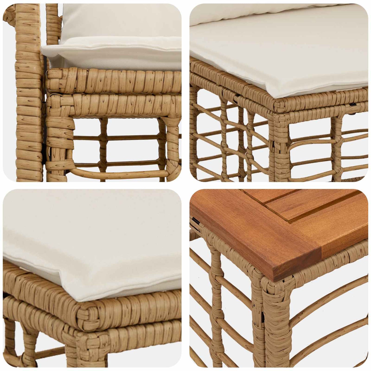 Set di divani da esterno 7 pcs Naturale e Bianco Crema | homemem39