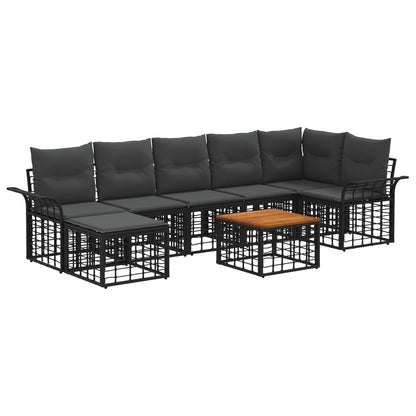 Set di divani da esterno 8 pcs Nero e Grigio scuro Poliestere | homemem39