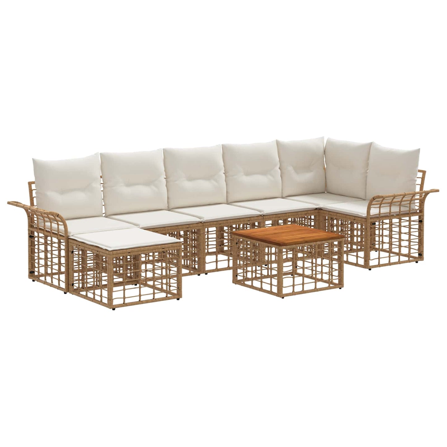 Set di divani da esterno 8 pcs Naturale e Bianco Crema | homemem39