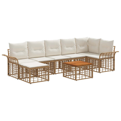 Set di divani da esterno 8 pcs Naturale e Bianco Crema | homemem39