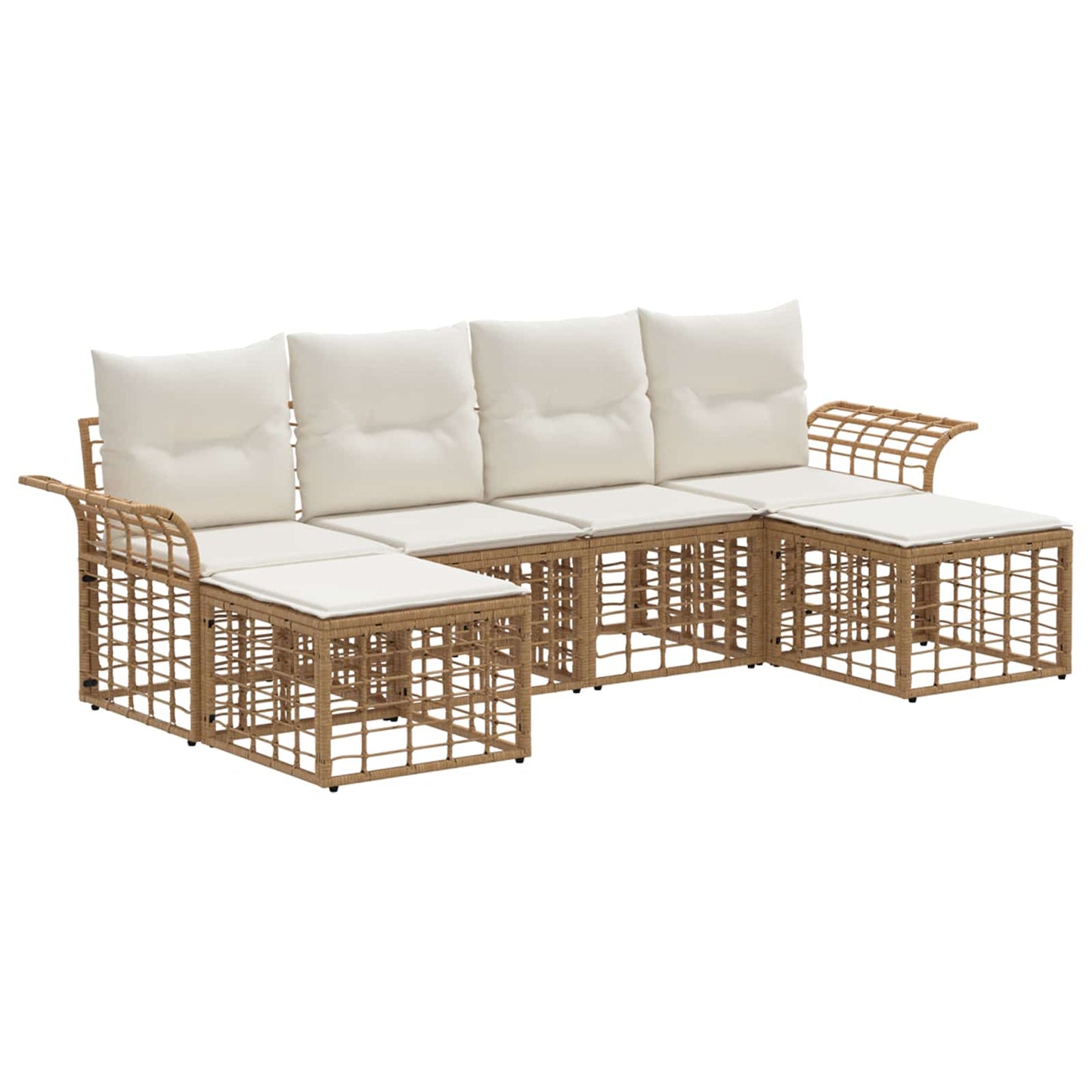 Set di divani da esterno 6 pcs Naturale e Bianco Crema | homemem39