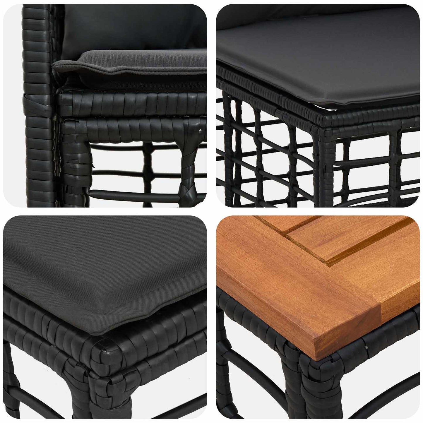 Set di divani da esterno 7 pcs Nero e Grigio scuro Poliestere | homemem39