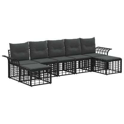 Set di divani da esterno 7 pcs Nero e Grigio scuro Poliestere | homemem39