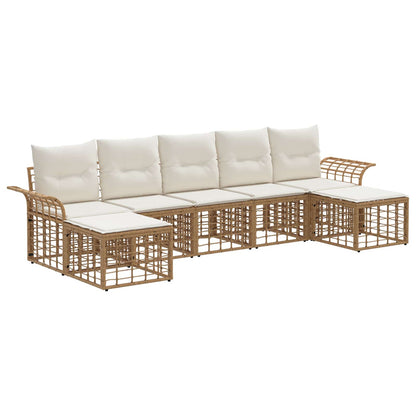Set di divani da esterno 7 pcs Naturale e Bianco Crema | homemem39