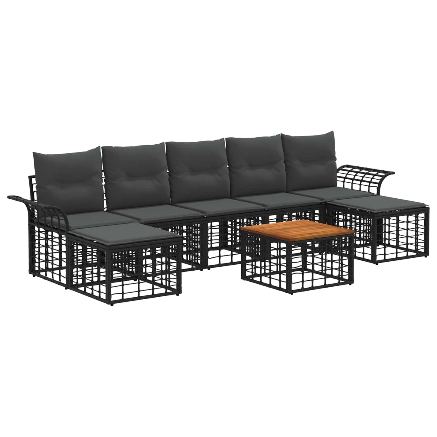 Set di divani da esterno 8 pcs Nero e Grigio scuro Poliestere | homemem39