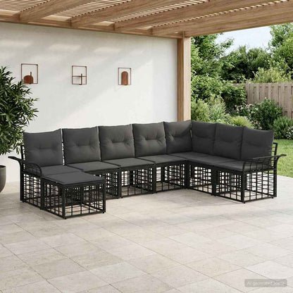 Set di divani da esterno 8 pcs Nero e Grigio scuro Poliestere | homemem39
