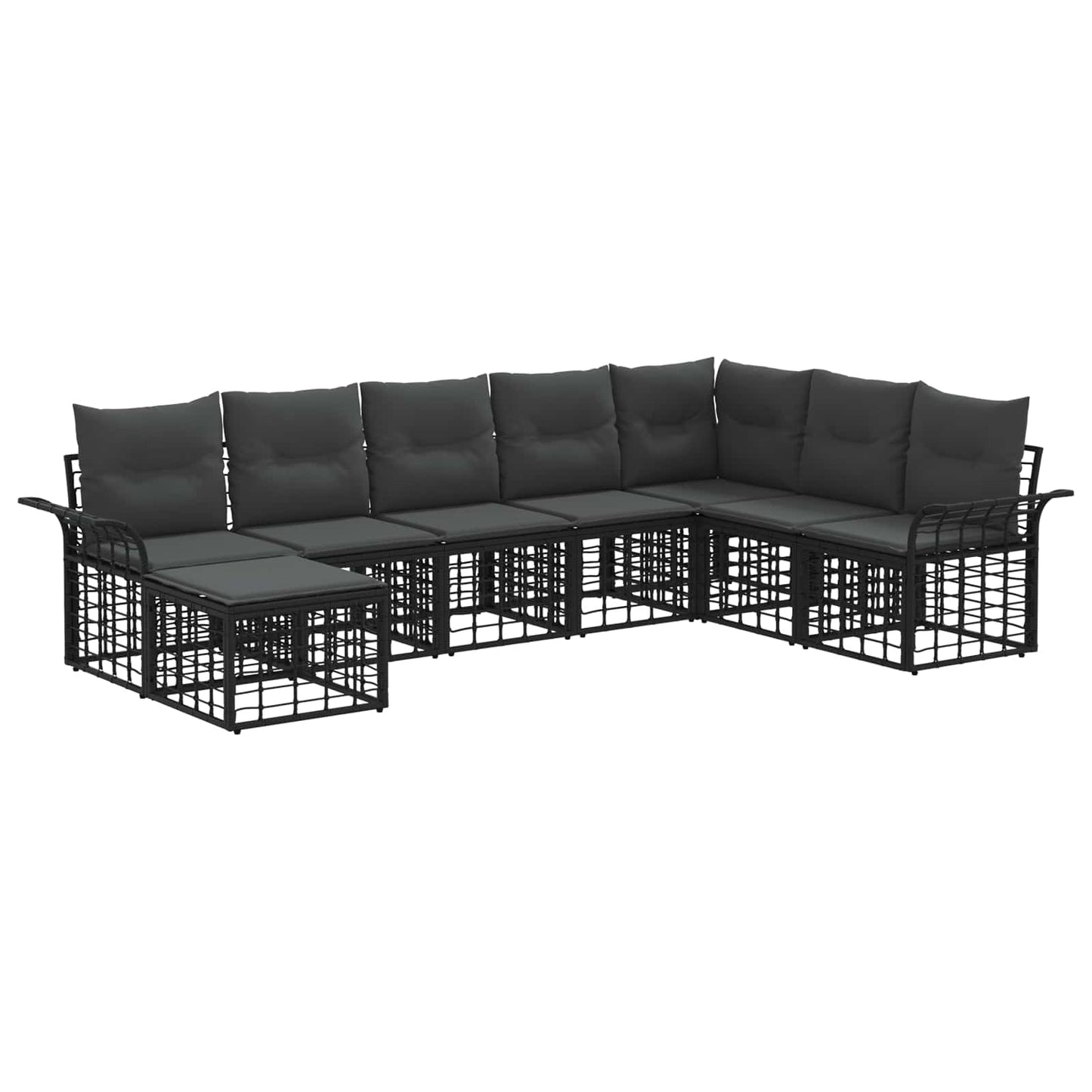 Set di divani da esterno 8 pcs Nero e Grigio scuro Poliestere | homemem39