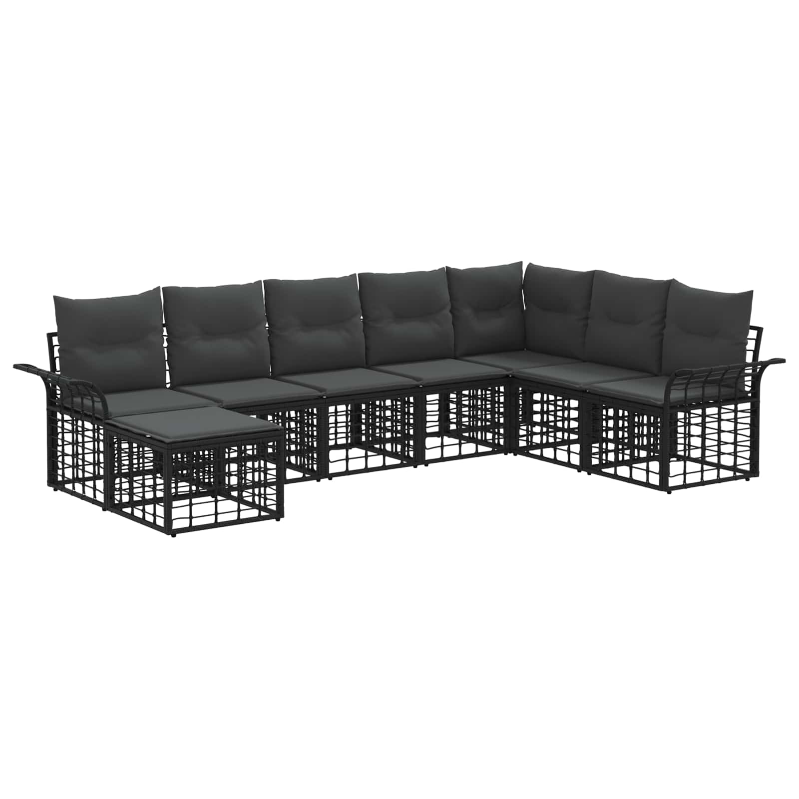 Set di divani da esterno 8 pcs Nero e Grigio scuro Poliestere | homemem39