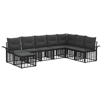 Set di divani da esterno 8 pcs Nero e Grigio scuro Poliestere | homemem39