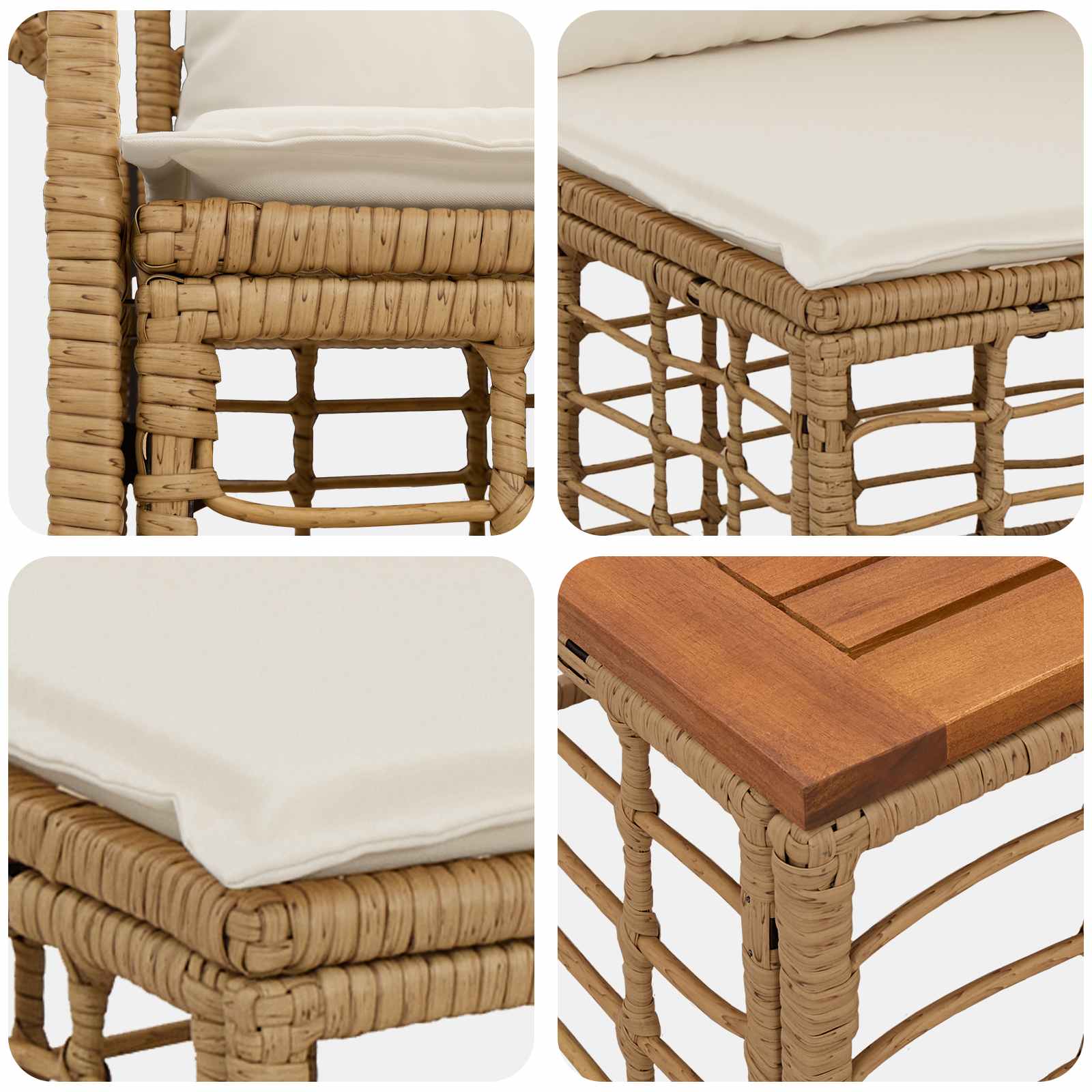 Set di divani da esterno 9 pcs Naturale e Bianco Crema | homemem39