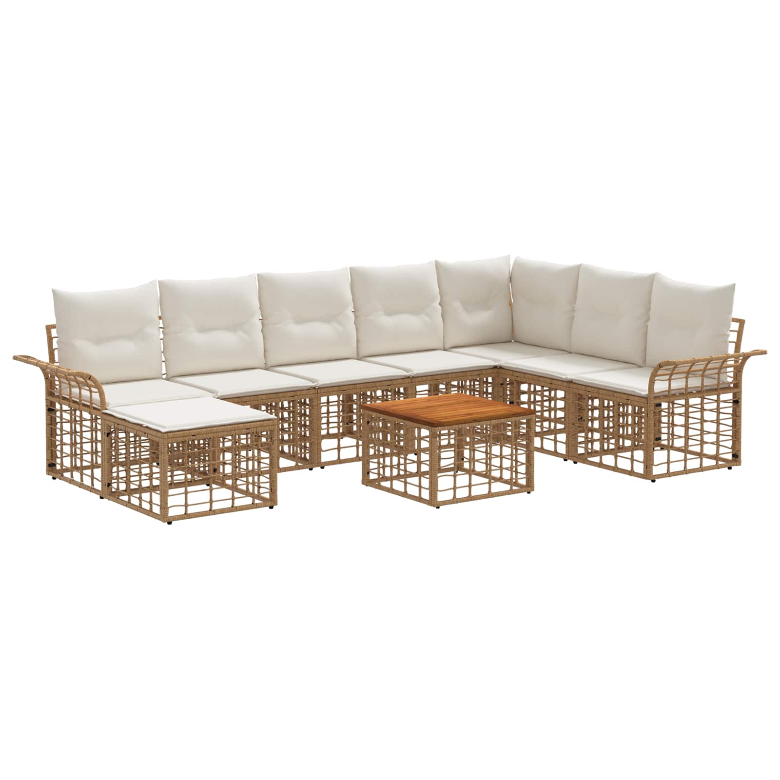 Set di divani da esterno 9 pcs Naturale e Bianco Crema | homemem39