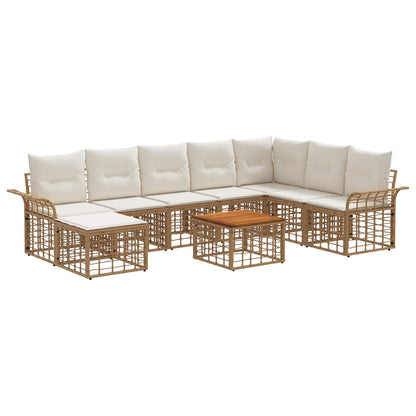 Set di divani da esterno 9 pcs Naturale e Bianco Crema | homemem39