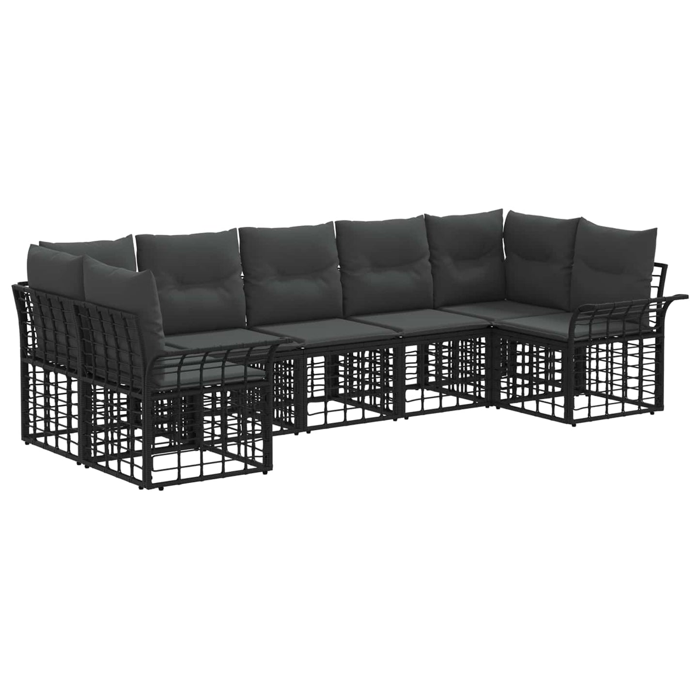 Set di divani da esterno 7 pcs Nero e Grigio scuro Poliestere | homemem39