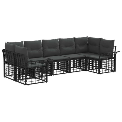 Set di divani da esterno 7 pcs Nero e Grigio scuro Poliestere | homemem39