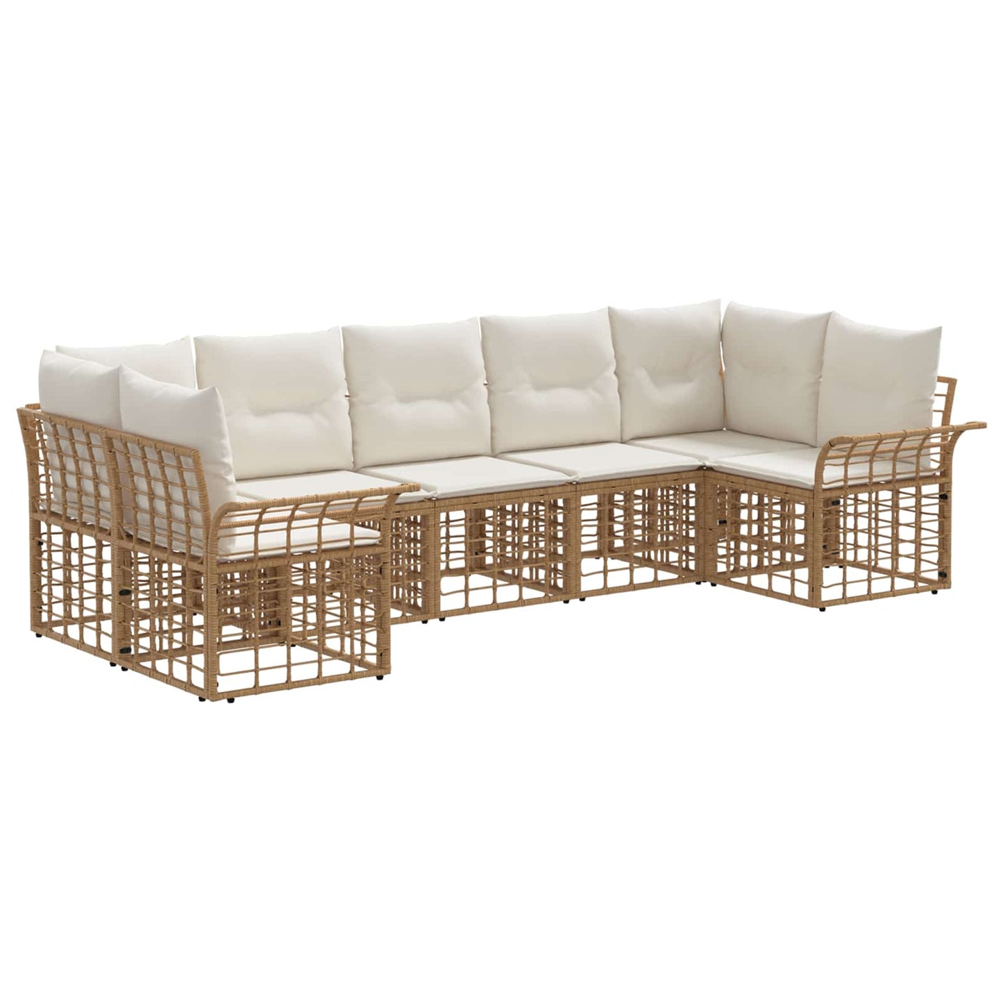 Set di divani da esterno 7 pcs Naturale e Bianco Crema | homemem39