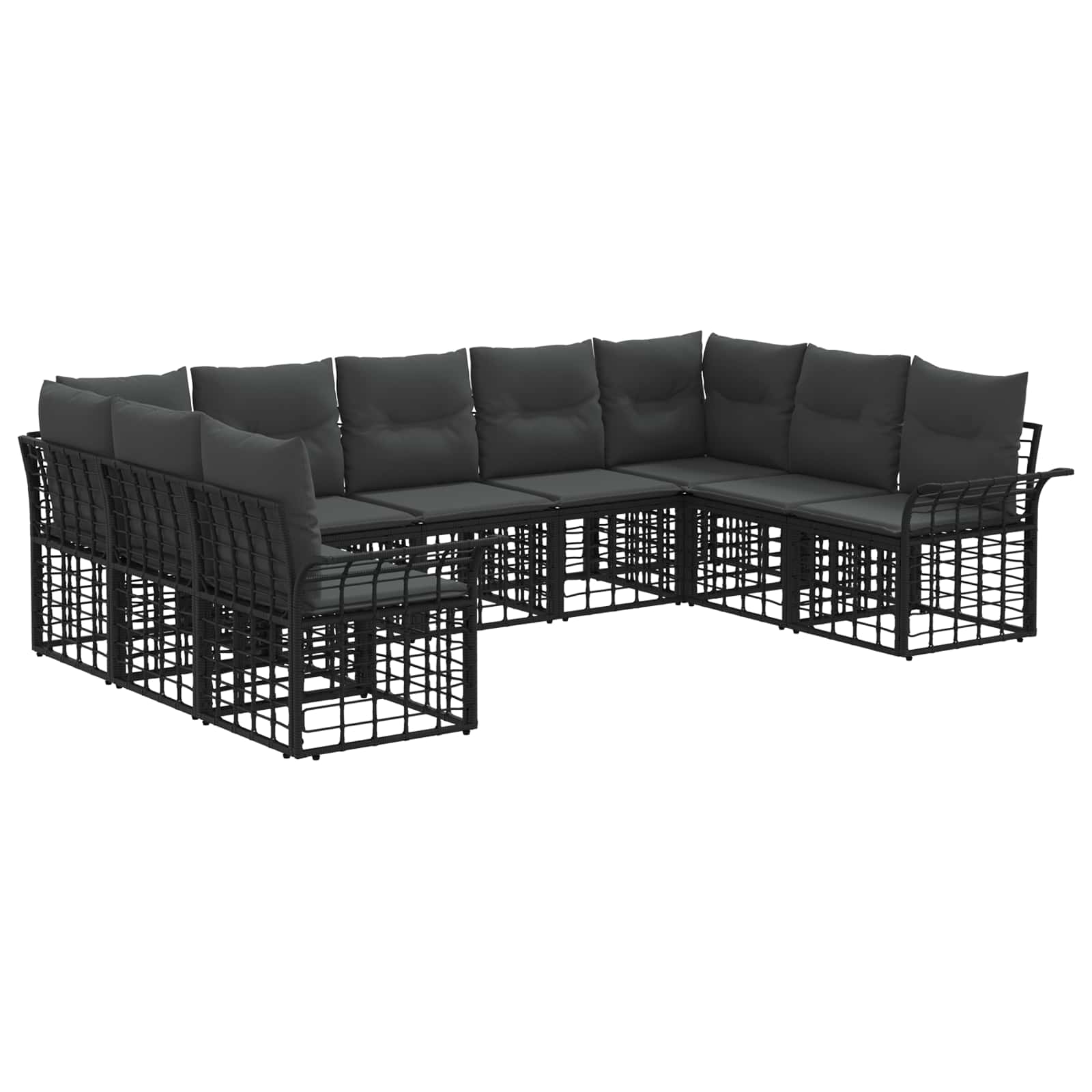 Set di divani da esterno 9 pcs Nero e Grigio scuro Poliestere | homemem39