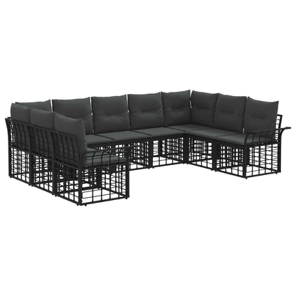 Set di divani da esterno 9 pcs Nero e Grigio scuro Poliestere | homemem39