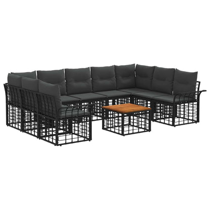 Set di divani da esterno 10 pcs Nero e Grigio scuro Poliestere | homemem39