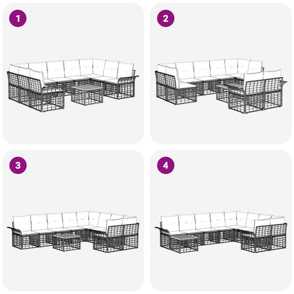 Set di divani da esterno 10 pcs Nero e Grigio scuro Poliestere | homemem39