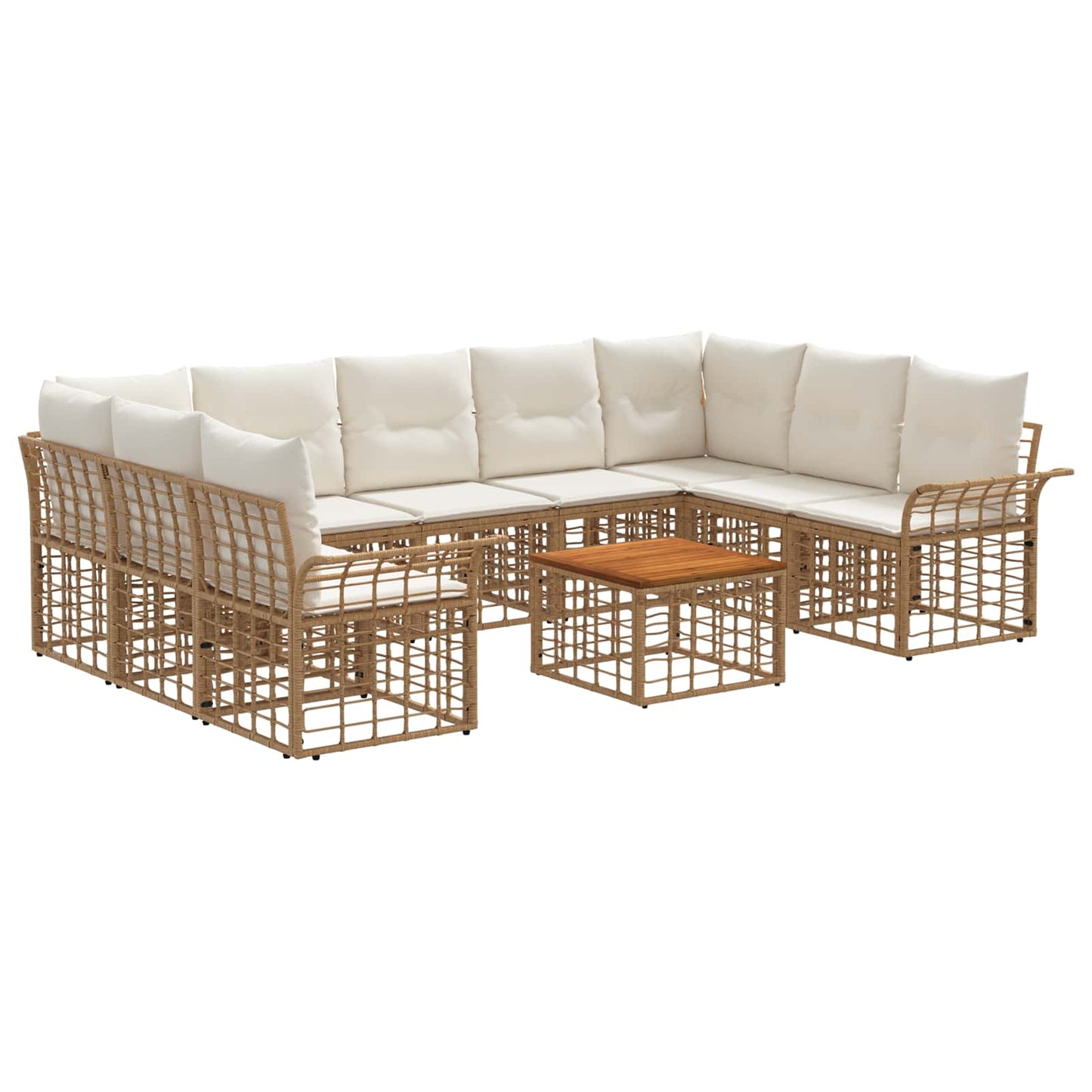 Set di divani da esterno 10 pcs Naturale e Bianco Crema | homemem39