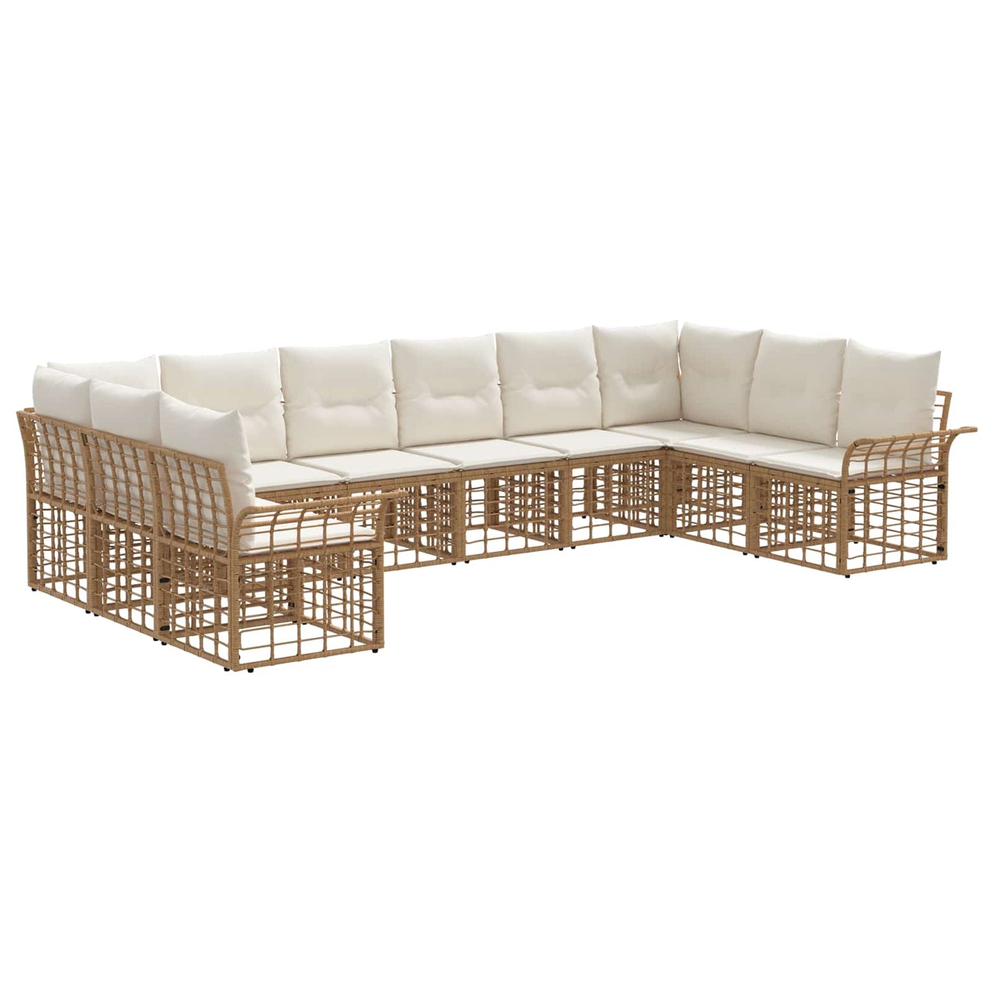 Set di divani da esterno 10 pcs Naturale e Bianco Crema | homemem39
