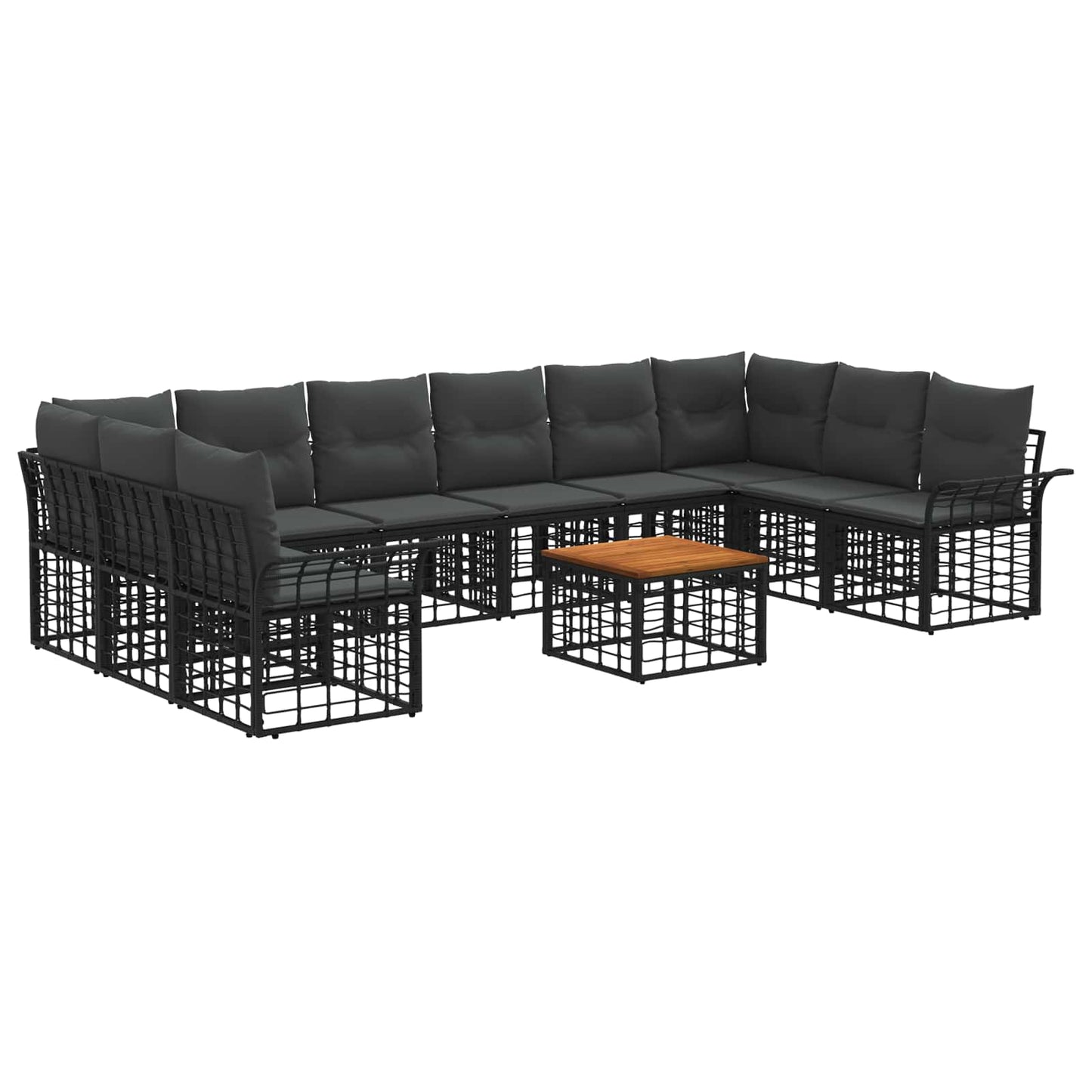 Set di divani da esterno 11 pcs Nero e Grigio scuro Poliestere | homemem39
