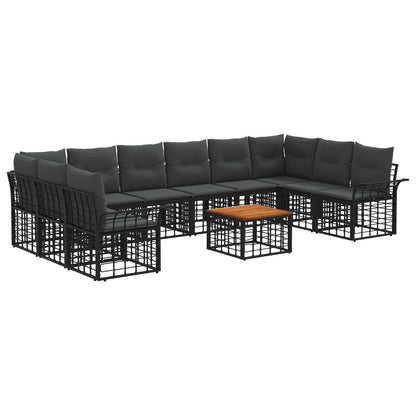 Set di divani da esterno 11 pcs Nero e Grigio scuro Poliestere | homemem39