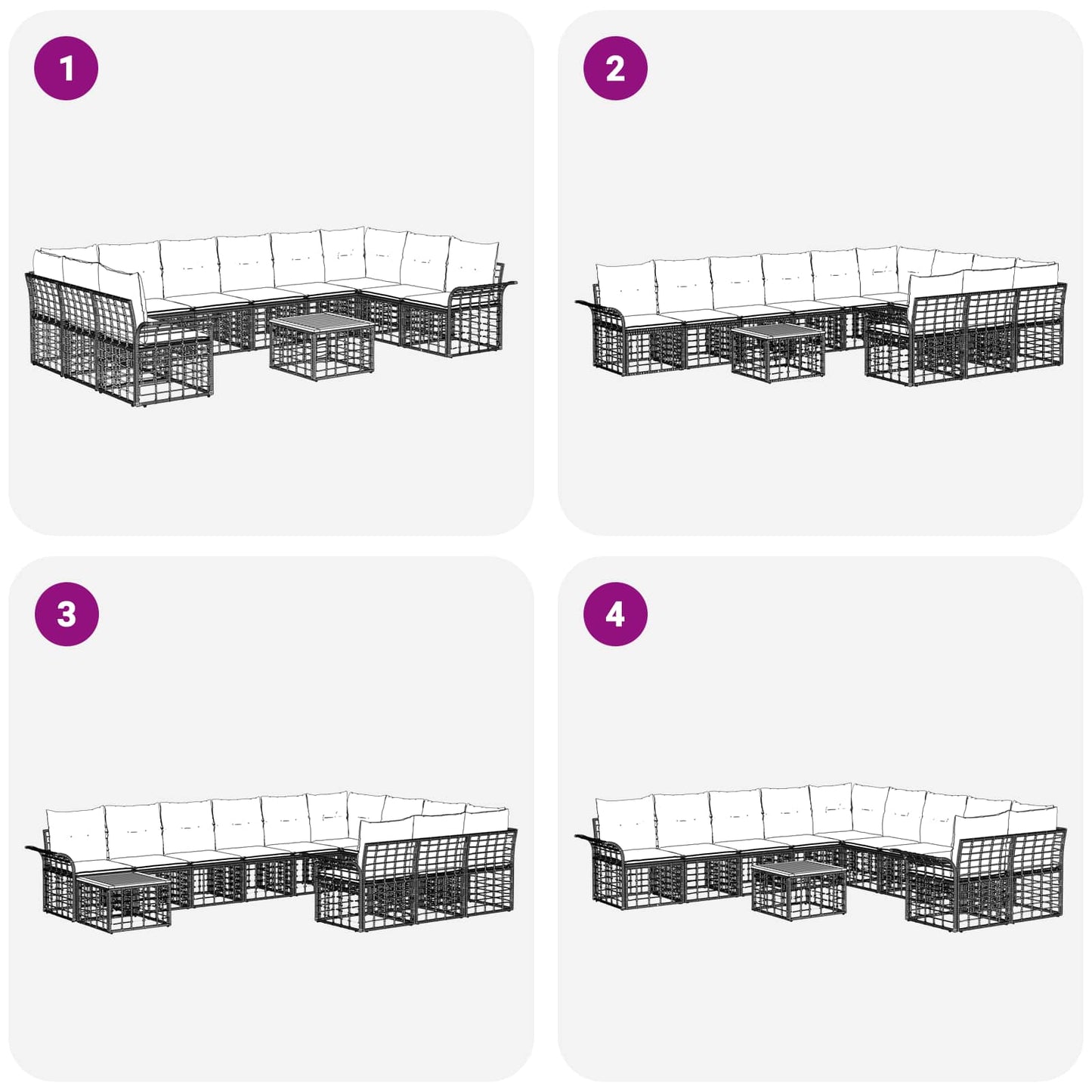 Set di divani da esterno 11 pcs Nero e Grigio scuro Poliestere | homemem39