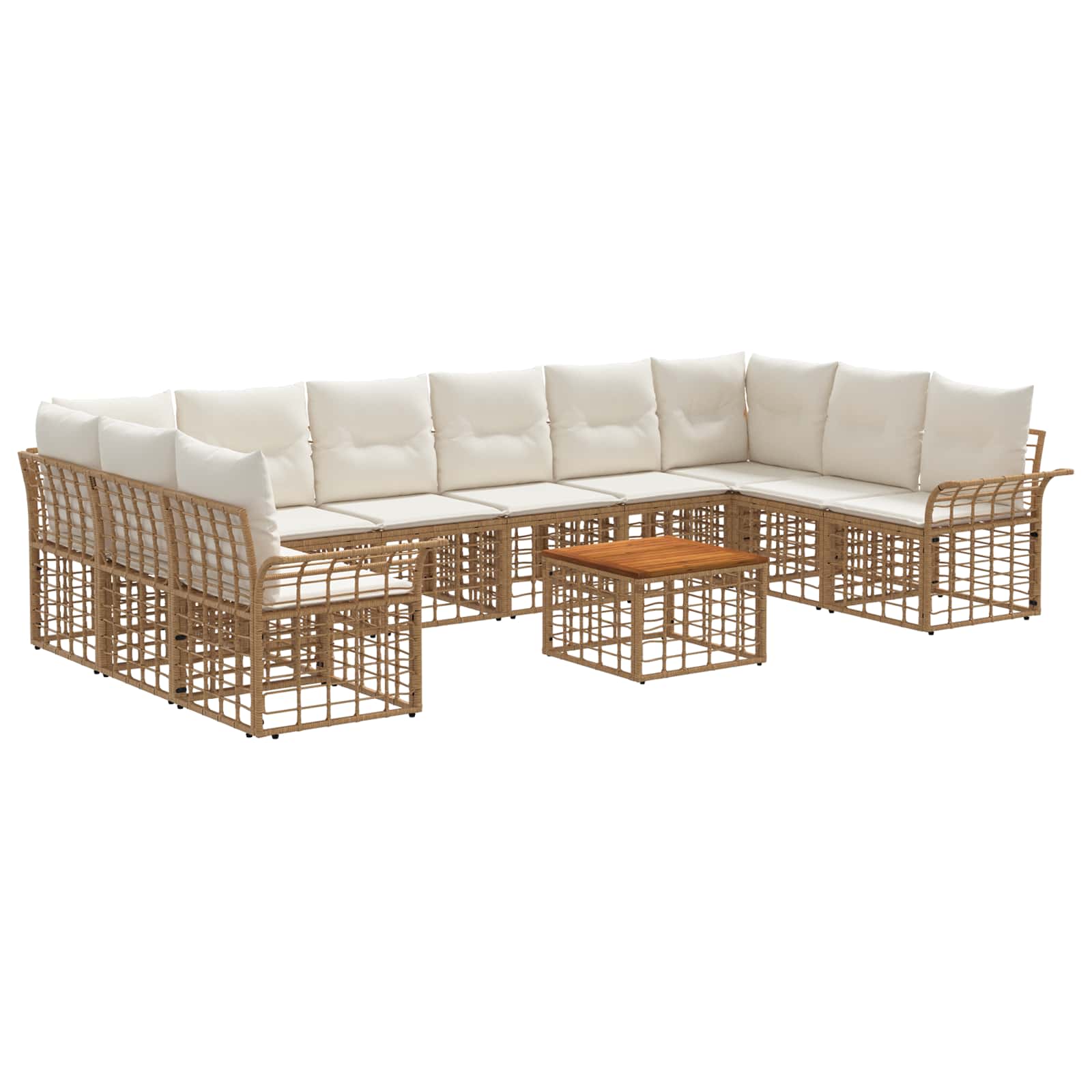 Set di divani da esterno 11 pcs Naturale e Bianco Crema | homemem39