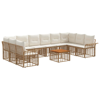Set di divani da esterno 11 pcs Naturale e Bianco Crema | homemem39