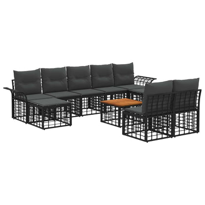 Set di divani da esterno 10 pcs Nero e Grigio scuro Poliestere | homemem39