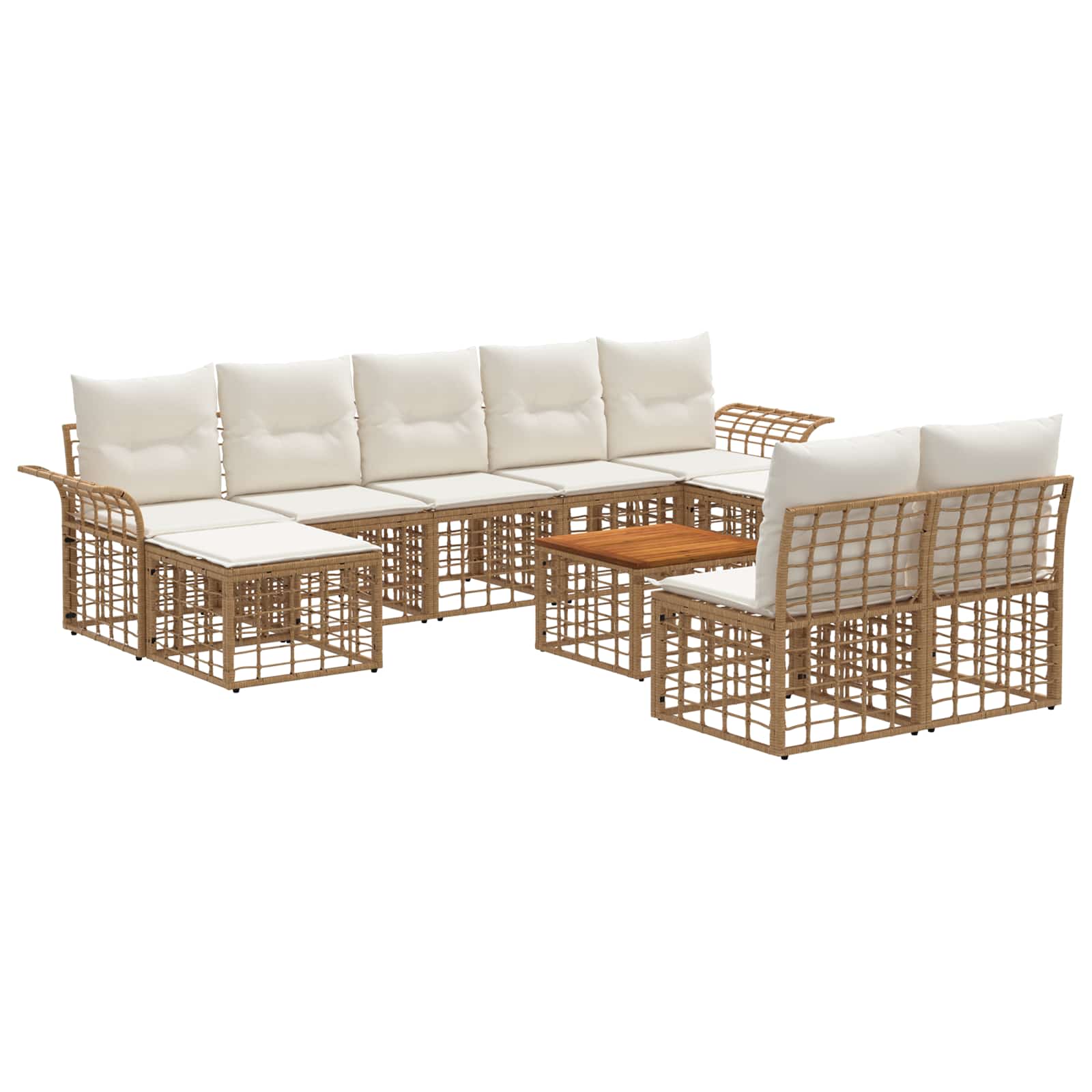 Set di divani da esterno 10 pcs Naturale e Bianco Crema | homemem39