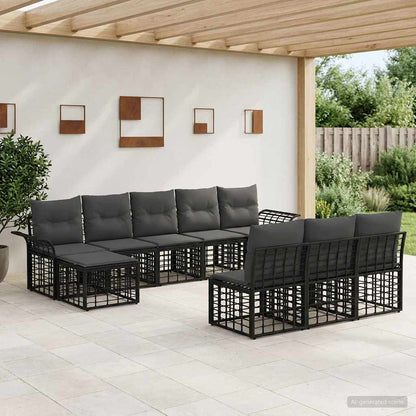 Set di divani da esterno 9 pcs Nero e Grigio scuro Poliestere | homemem39