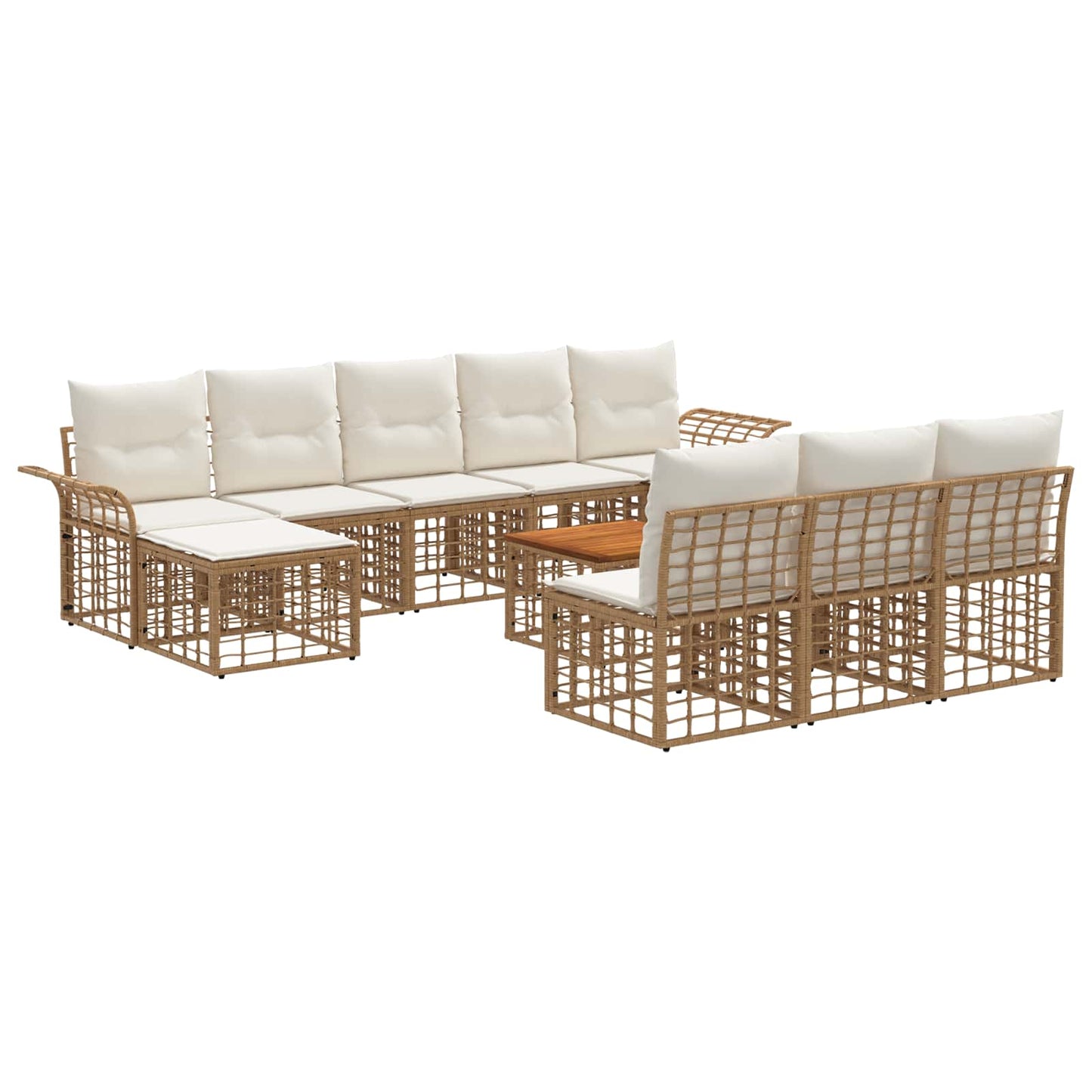 Set di divani da esterno 11 pcs Naturale e Bianco Crema | homemem39