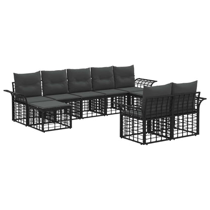 Set di divani da esterno 9 pcs Nero e Grigio scuro Poliestere | homemem39